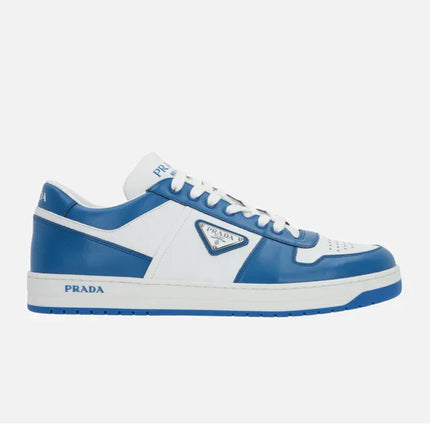 Prada Downtown Leather Blue Sneakers