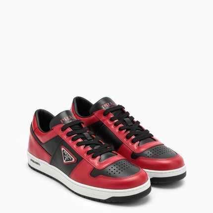 Prada Downtown Leather Red Black Sneakers