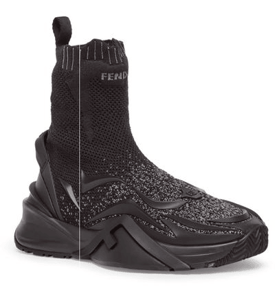 Men's Fendi Street Style Plain Sock Noir Sneakers