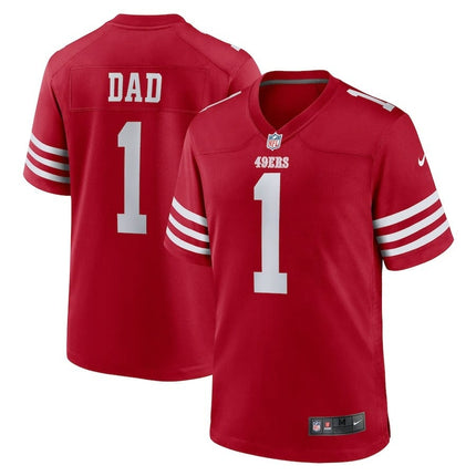 Number 1 Dad San Francisco 49ers 2024-2025 Scarlet Team Game Jersey