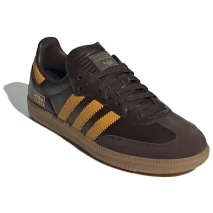 Men's Adidas Samba Dark Brown Yellow Shoes