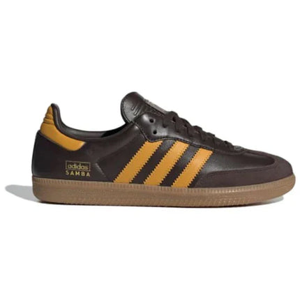 Men's Adidas Samba Dark Brown Yellow Shoes
