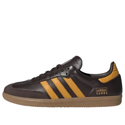 Men's Adidas Samba Dark Brown Yellow Shoes