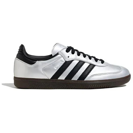 Men's Adidas Samba Silver Metallic Black Gum Shoes