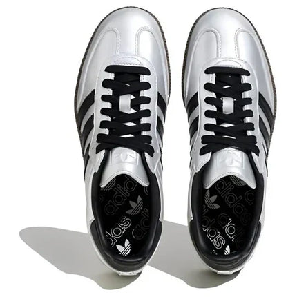 Men's Adidas Samba Silver Metallic Black Gum Shoes