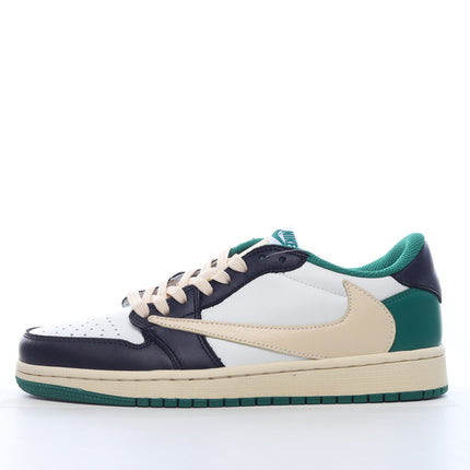 Men's Pk God Fragment Design x Travis Scott x Air Jordan 1 Retro Low Green Black White Shoes