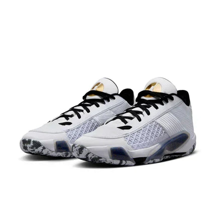 Men's Air Jordan 38 White Metallic Gold Black Shoes