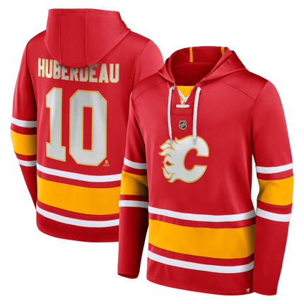 Jonathan Huberdeau Calgary Flames 2024-2025 Lace-Up Pullover Hoodie