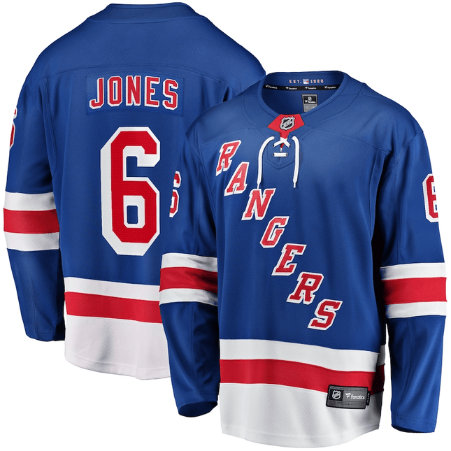 Zac Jones New York Rangers 2024-2025 Home Breakaway Blue Jersey