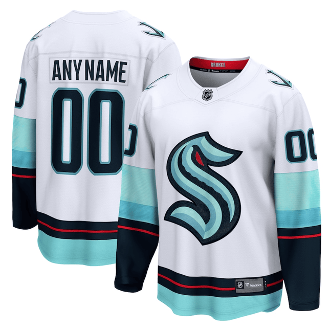 Custom Seattle Kraken 2024-2025 Away Breakaway White Jersey
