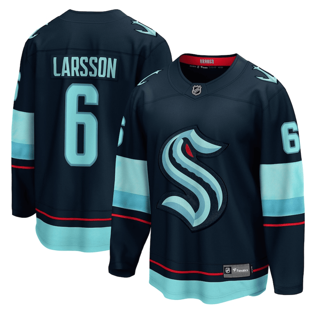 Adam Larsson Seattle Kraken 2024-2025 Home Breakaway Deep Sea Blue Jersey