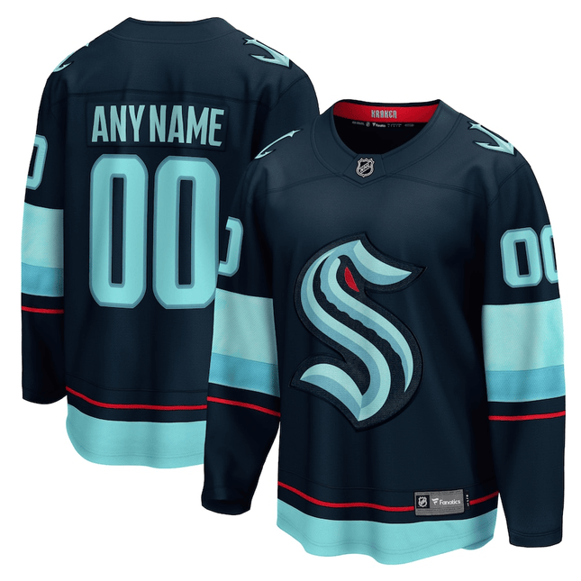 Custom Seattle Kraken 2024-2025 Home Breakaway Deep Sea Blue Jersey