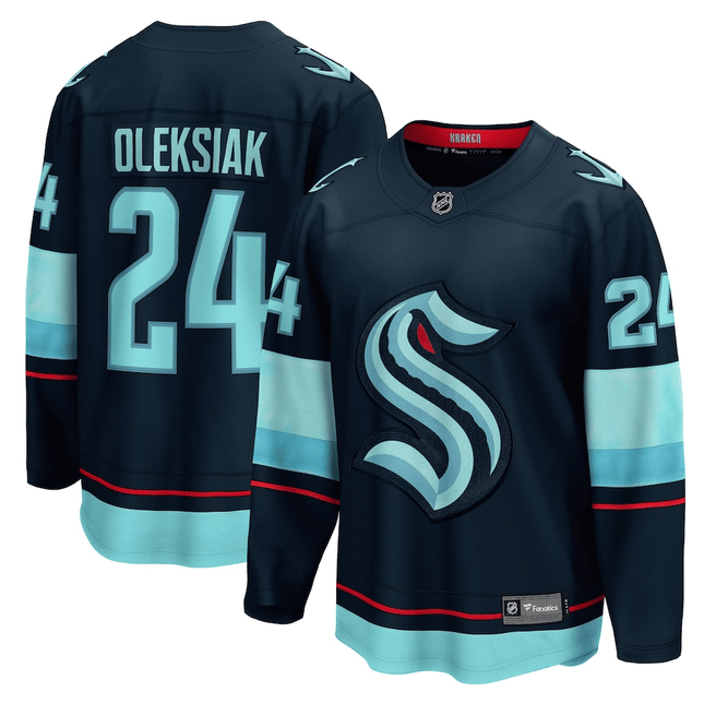 Jamie Oleksiak Seattle Kraken 2024-2025 Home Breakaway Deep Sea Blue Jersey