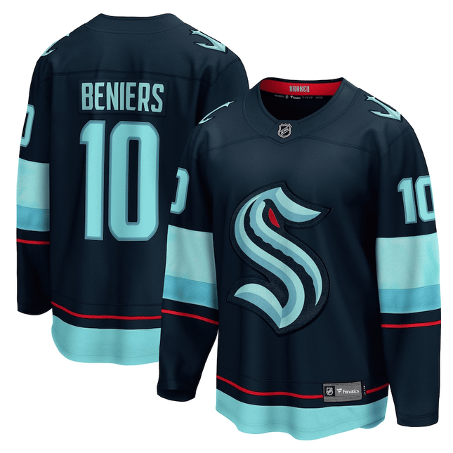 Matty Beniers Seattle Kraken 2024-2025 Home Breakaway Deep Sea Blue Jersey