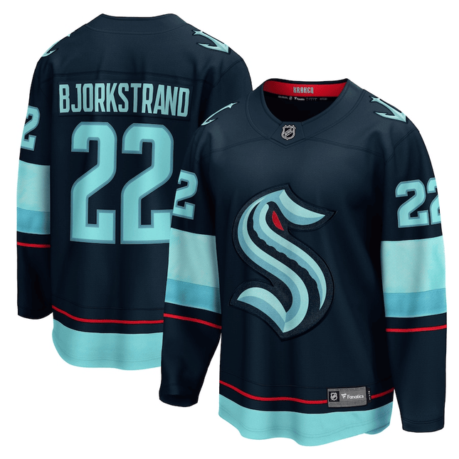 Oliver Bjorkstrand Seattle Kraken 2024-2025 Home Breakaway Deep Sea Blue Jersey