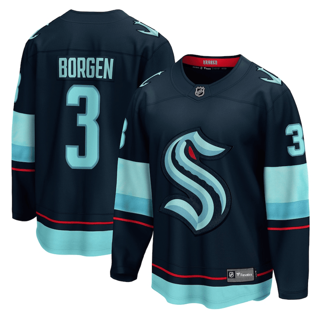 Will Borgen Seattle Kraken 2024-2025 Home Breakaway Deep Sea Blue Jersey