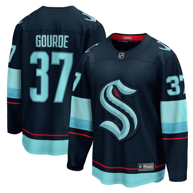 Yanni Gourde Seattle Kraken 2024-2025 Home Breakaway Deep Sea Blue Jersey