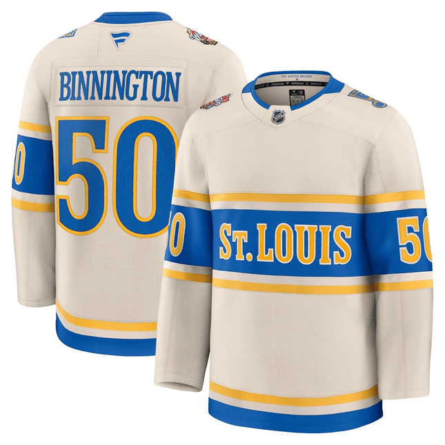 Jordan Binnington St. Louis Blues 2024-2025 Winter Classic Premium Cream Jersey