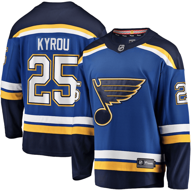 Jordan Kyrou St. Louis Blues 2024-2025 Breakaway Home Blue Jersey