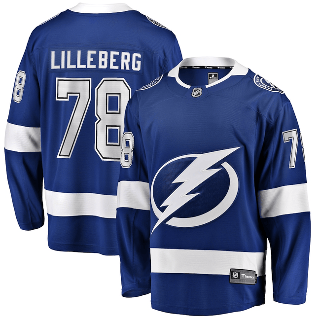 Emil Lilleberg Tampa Bay Lightning 2024-2025 Home Breakaway Blue Jersey