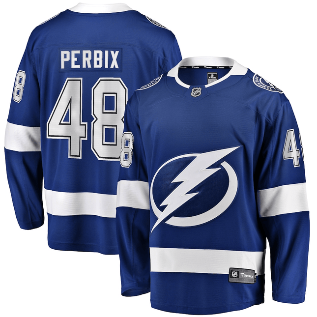 Nick Perbix Tampa Bay Lightning 2024-2025 Home Breakaway Blue Jersey