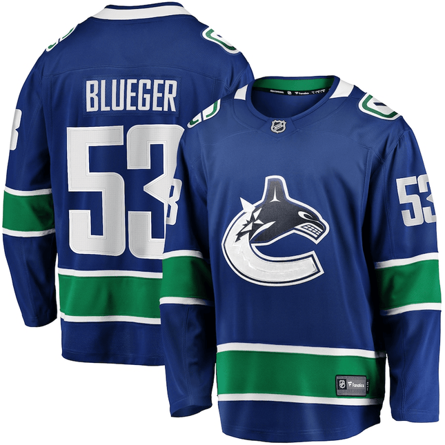 Teddy Blueger Vancouver Canucks 2024-2025 Home Team Breakaway Blue Jersey
