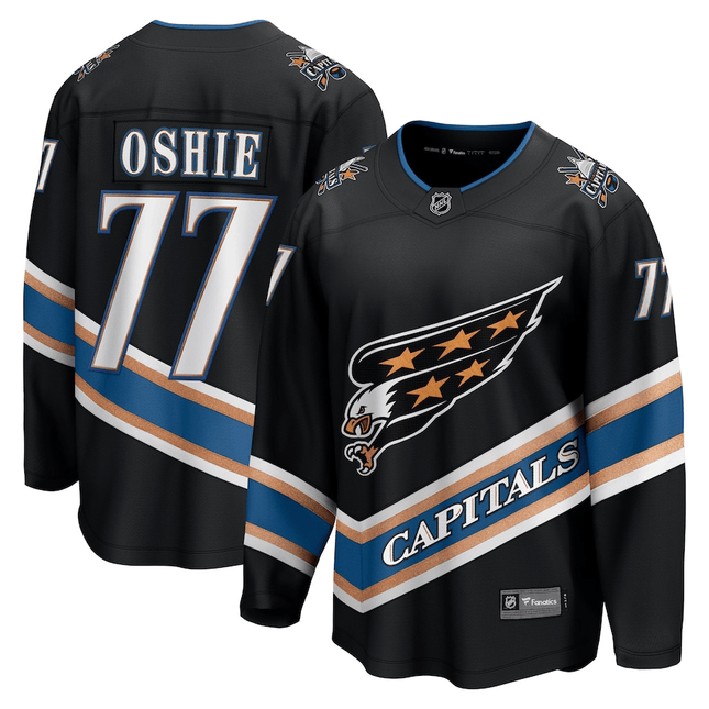 TJ Oshie Washington Capitals 2024-2025 Alternate 50th Anniversary Premier Breakaway Black Jersey