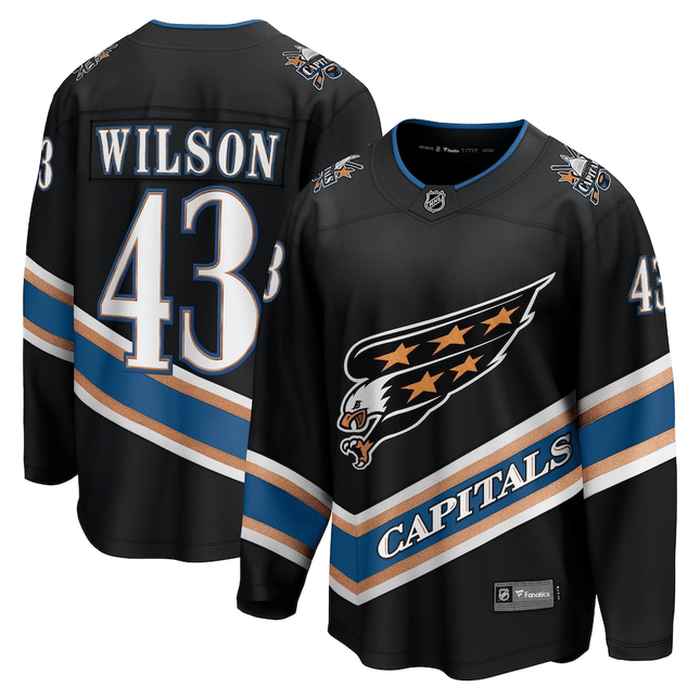 Tom Wilson Washington Capitals 2024-2025 Alternate 50th Anniversary Premier Breakaway Black Jersey