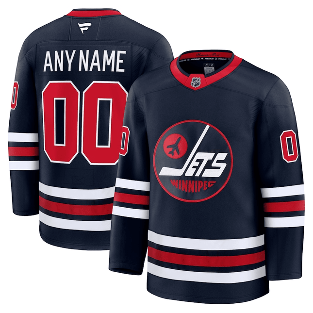 Custom Winnipeg Jets 2024-2025 Alternate Premium Custom Navy Jersey