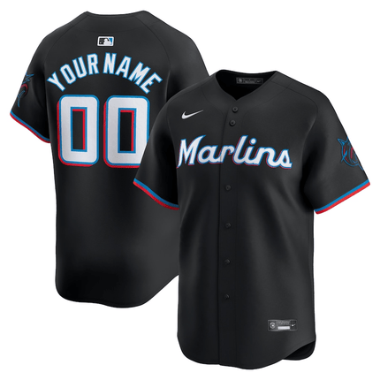 Custom Miami Marlins 2024-2025 Alternate Limited Black Jersey