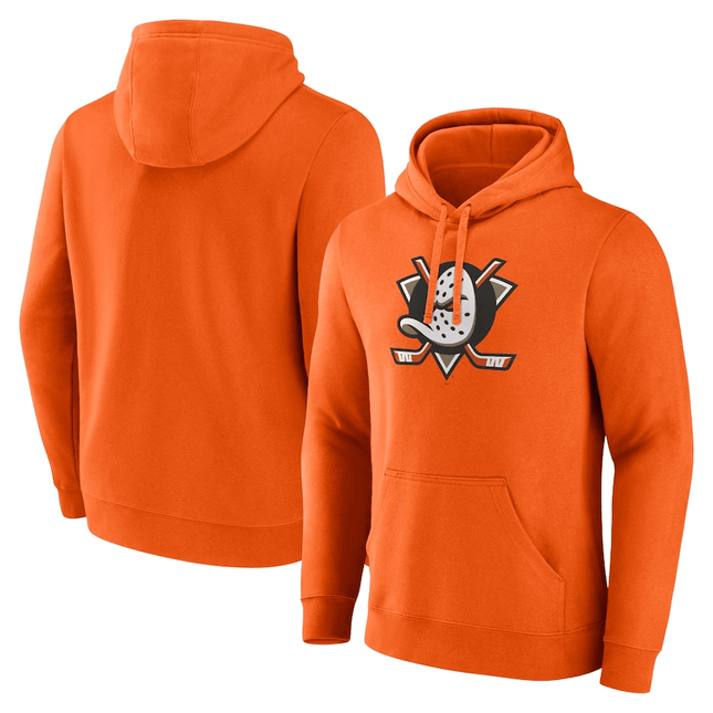 Anaheim Ducks 2024-2025 Primary Logo Fleece Orange Pullover Hoodie