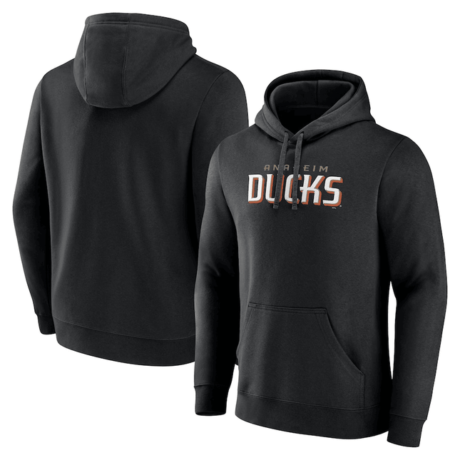 Anaheim Ducks 2024-2025 Wordmark Logo Fleece Black Pullover Hoodie