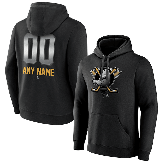 Anaheim Ducks 2024-2025 Personalized Midnight Mascot Logo Black Pullover Hoodie