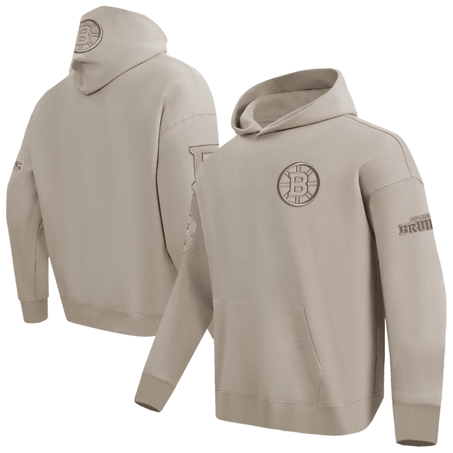 Boston Bruins 2024-2025 Pro Standard Drop Shoulder Tan Pullover Hoodie
