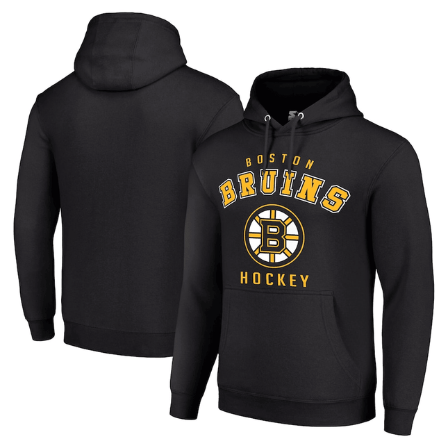 Boston Bruins 2024-2025 Starter Logo Black Pullover Hoodie