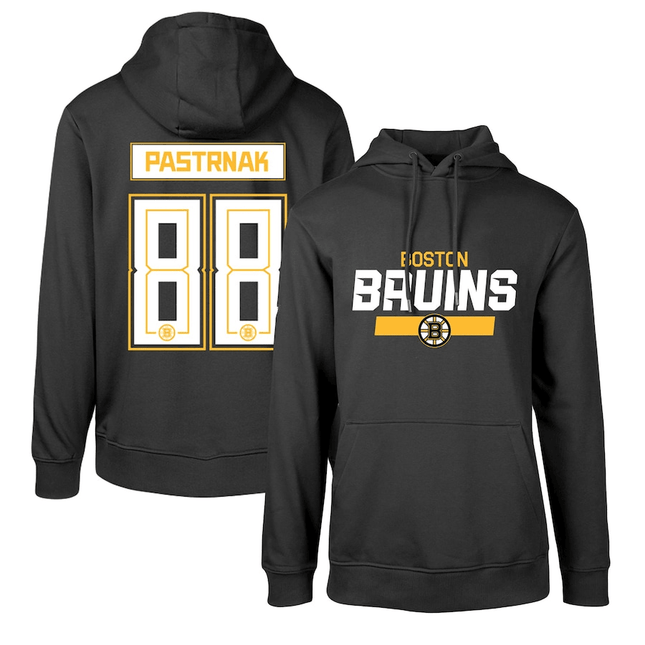 David Pastrnak Boston Bruins 2024-2025 Levelwear Podium Name & Number Black Pullover Hoodie