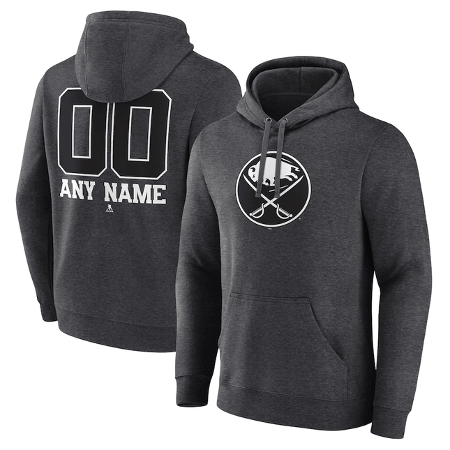 Buffalo Sabres 2024-2025 Monochrome Personalized Charcoal Pullover Hoodie