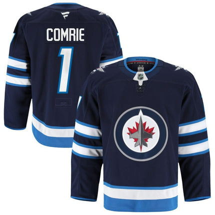 Eric Comrie Winnipeg Jets 2025 Home Pro Navy Jersey