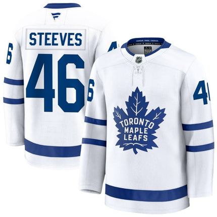 Alex Steeves Toronto Maple Leafs 2025 Away Premium White Jersey