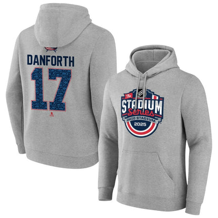 Justin Danforth Columbus Blue Jackets 2025 Stadium Series Pick-A-Player Gray Pullover Hoodie