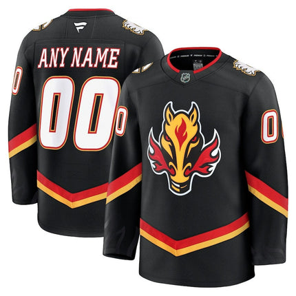 Custom Name Calgary Flames 2025 Alternate Premium Jersey - Black