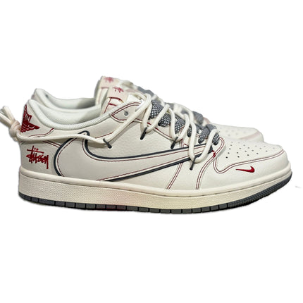 Men's Air Jordan 1 Low x Stussy Red Stitching Drawstring Shoes