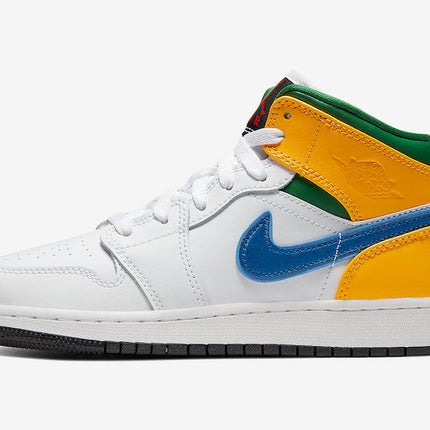 Men's Air Jordan 1 Mid White Court Purple-Spirit Teal Shoes
