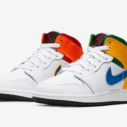 Men's Air Jordan 1 Mid White Court Purple-Spirit Teal Shoes