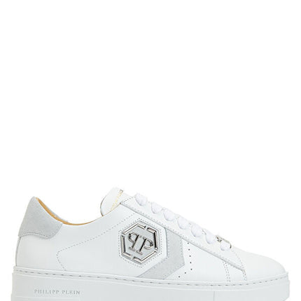 Philipp Plein Lo-Top Arrow Force Men's Leather Sneaker In White