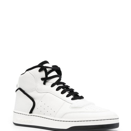 Men's Saint Laurent SL80 High-Top Sneakers In White And Black