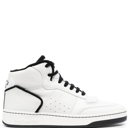 Men's Saint Laurent SL80 High-Top Sneakers In White And Black