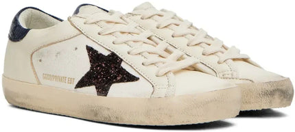Men's SSENSE Exclusive White Super-Star Sneakers In Navy Brown