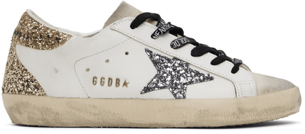 Men's SSENSE Exclusive White Super-Star Sneakers In Seedpearl Glitter