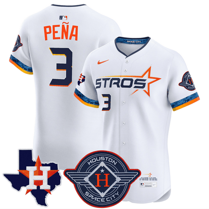 Jeremy Pena Houston Astros 2025 City Connect Texas Patch Vapor Premier Elite Jersey - White